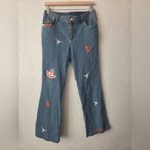 Women's Blue Jeans with Orange Accents